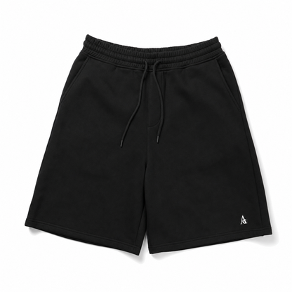 Black Sweat Shorts — flatlay